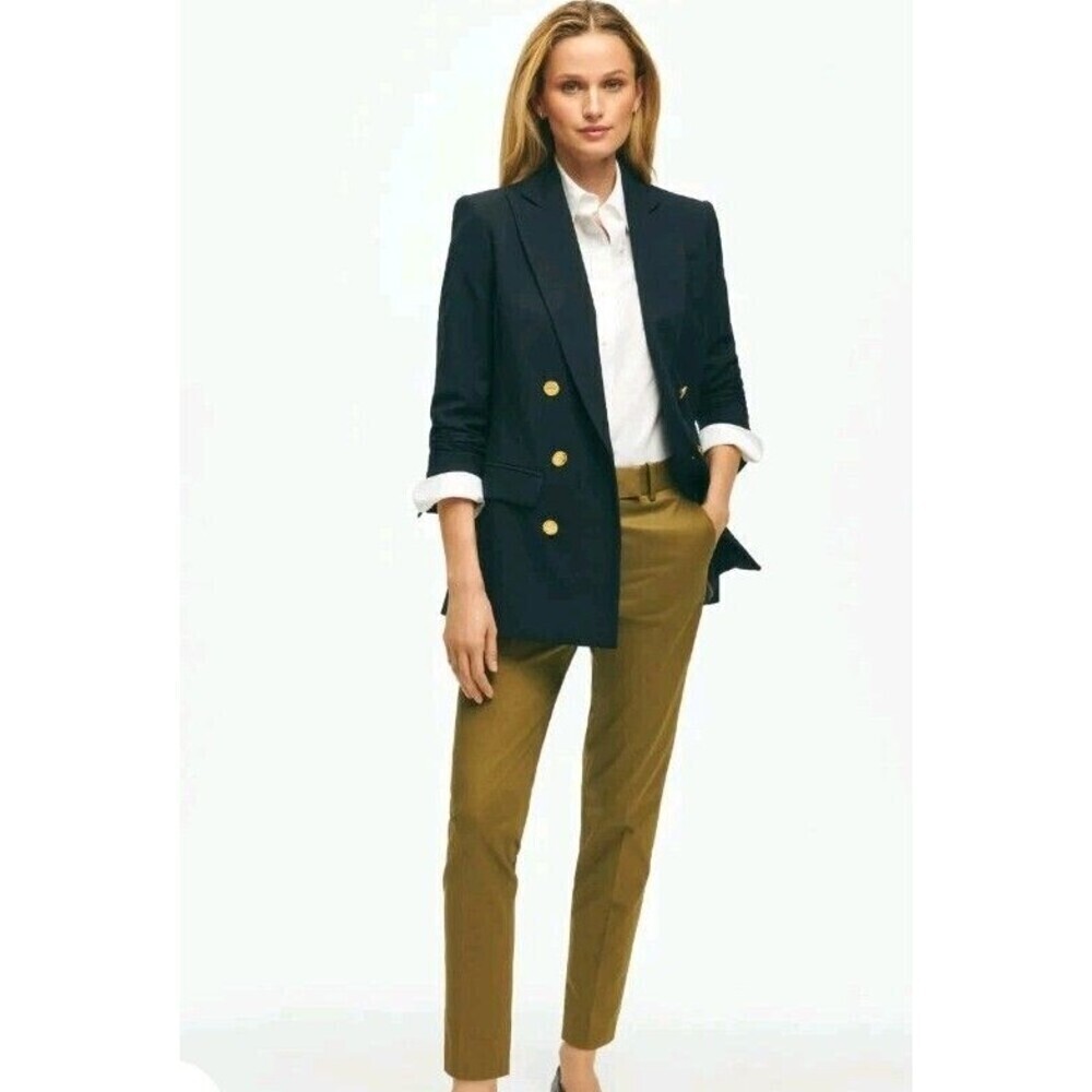 346 Brooks Brothers Loro Piana 100% Wool Double Breasted Navy Blazer Sz 4
